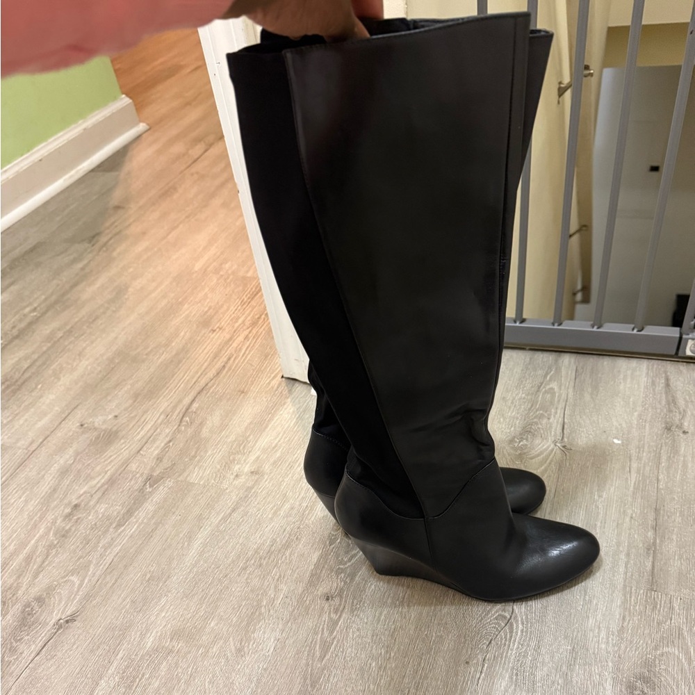 Black Leather Boot - Calf Height
